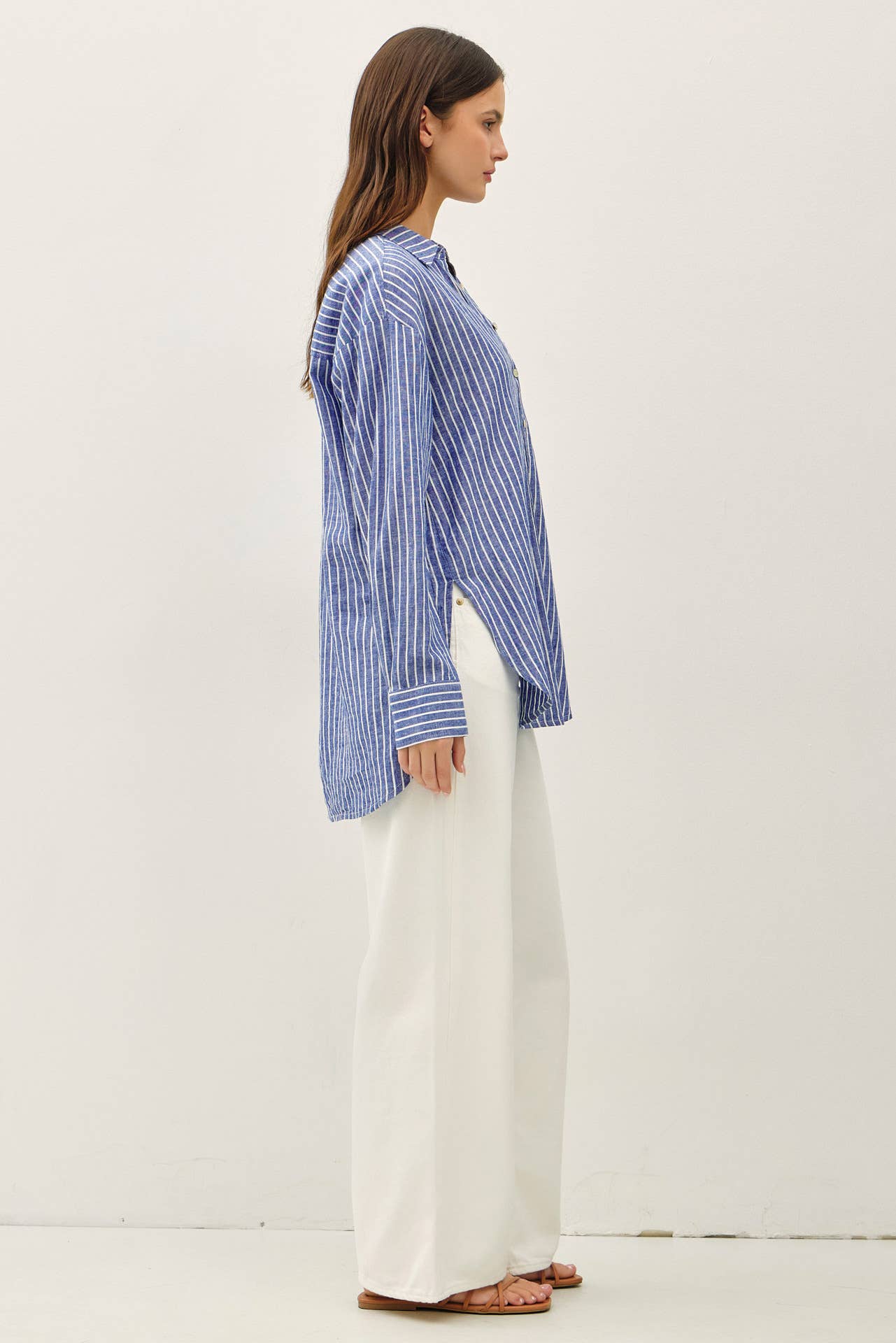 Be Cool - COTTON LINEN BLEND LONG SLEEVE BUTTON UP SHIRT