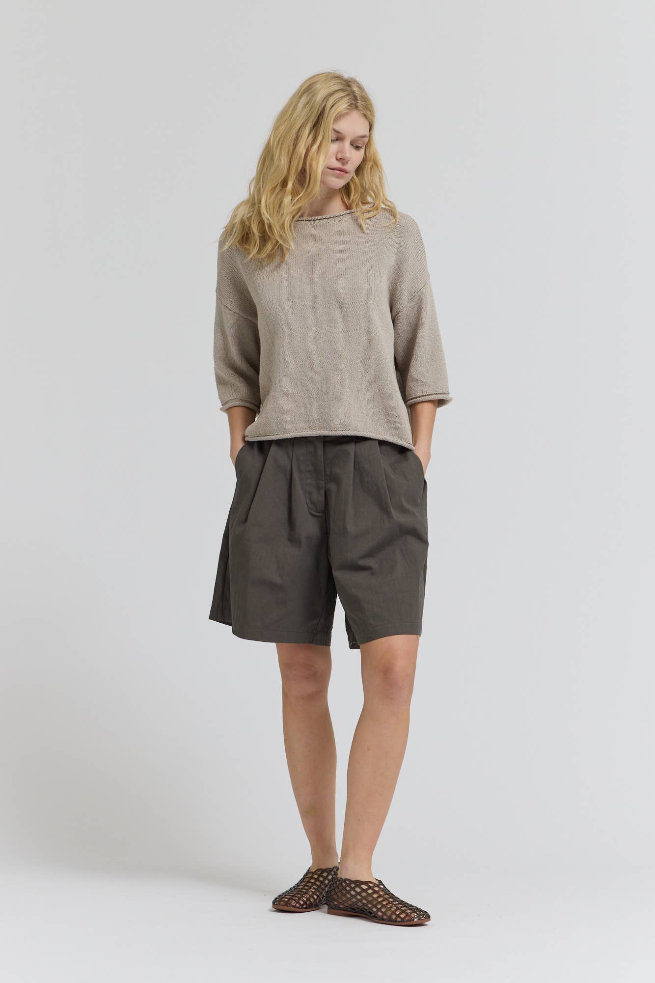 Grade & Gather - 42221 - ROLLED EDGE LOOSE FIT SWEATER TOP