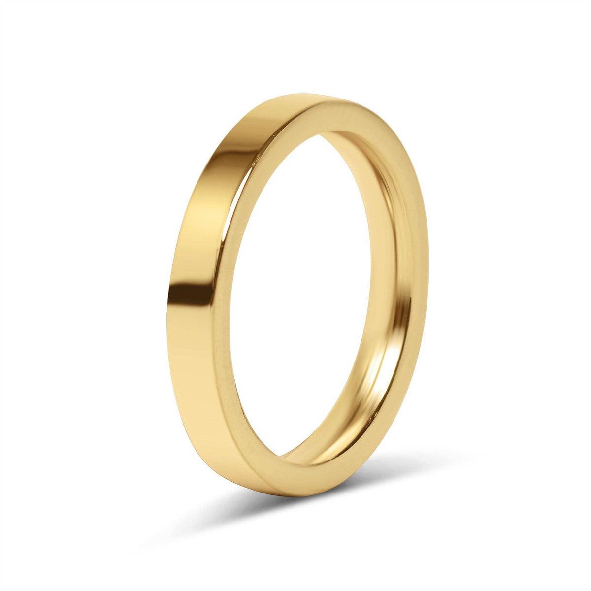 18K Gold Stainless Steel Blank Flat Band Ring - WJW