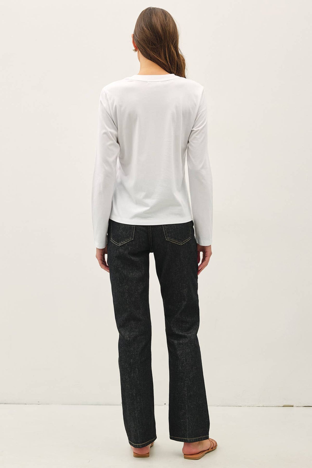 Be Cool - GARMENT WASHED COTTON LONG SLEEVE BASIC TOP