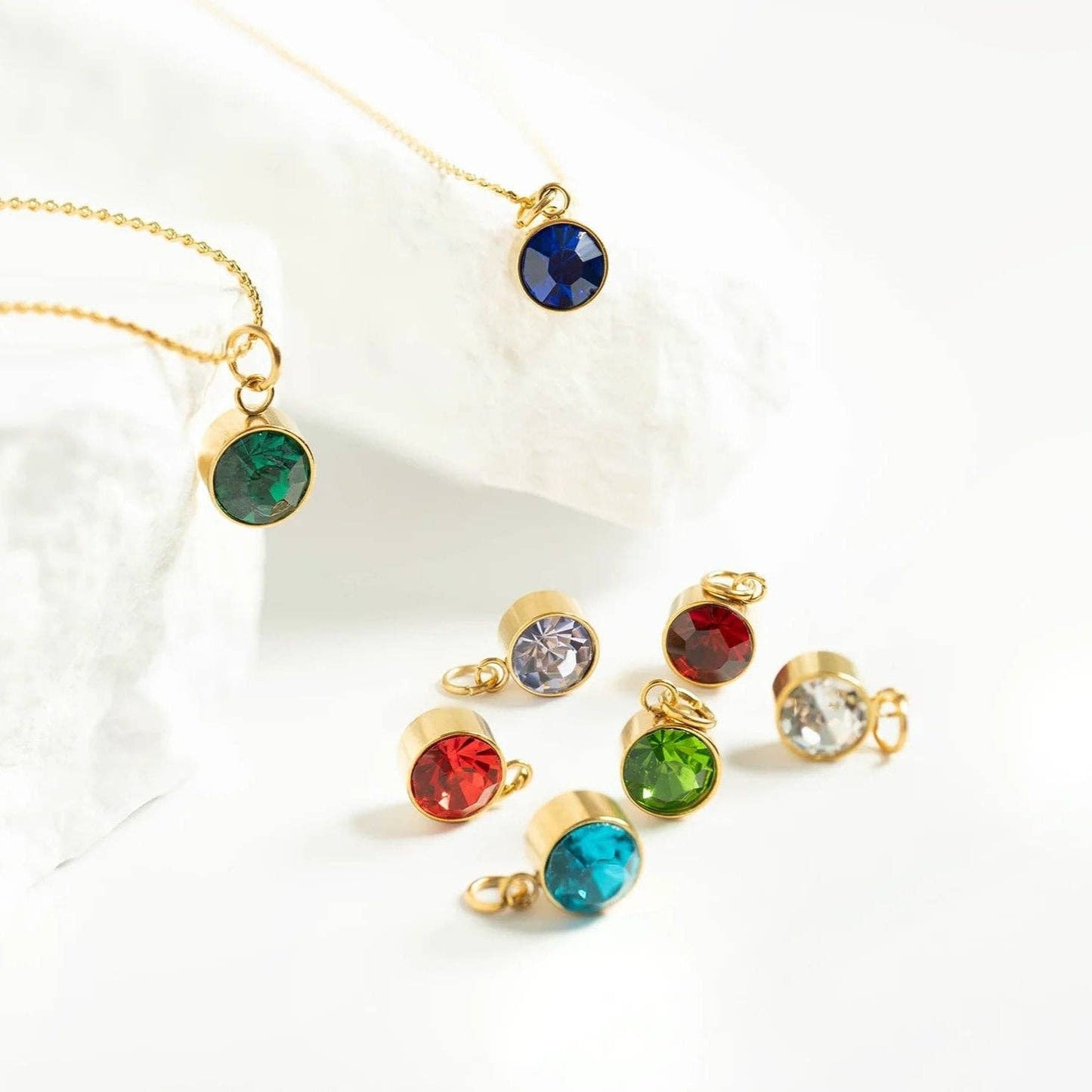 18K Gold PVD Round Birthstone Charm (8mm)