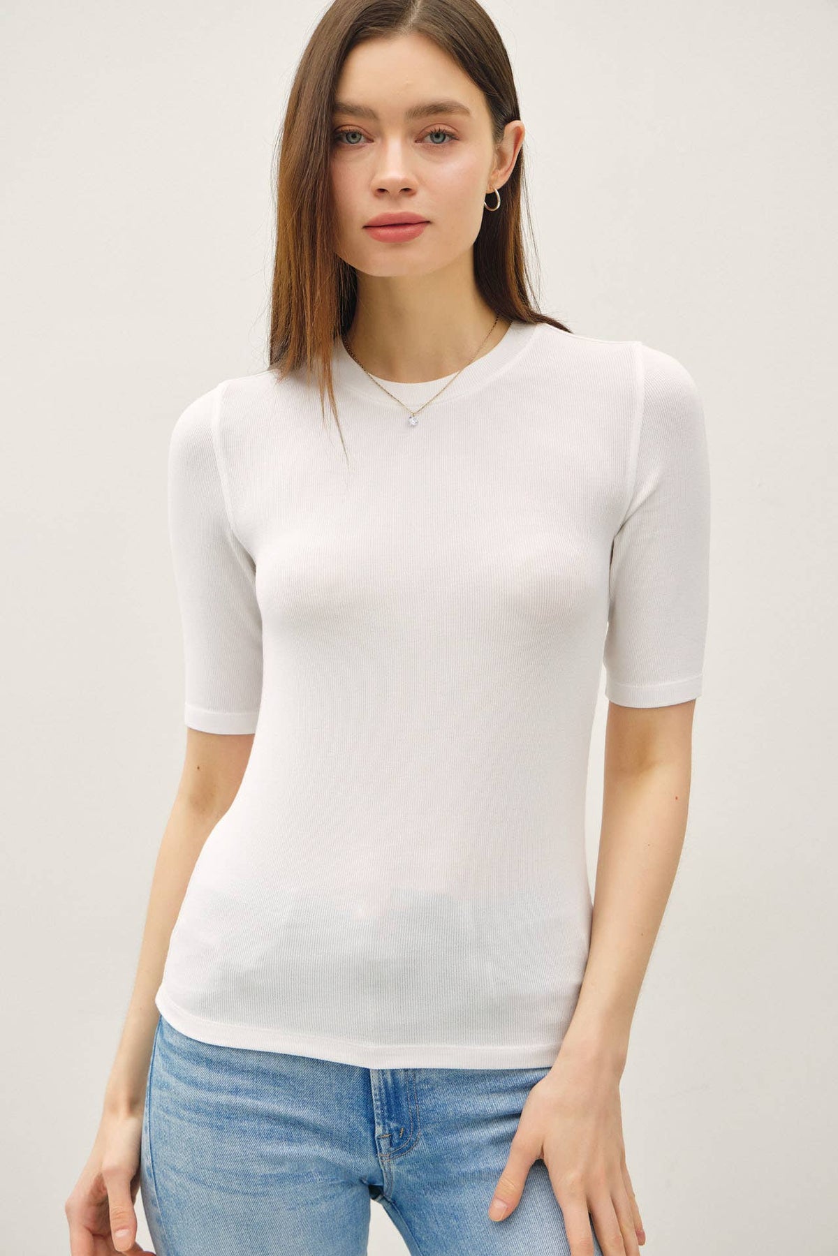 Be Cool - [NEW COLOR]MODAL CLASSIC RIBBED CREWNECK SHORT SLEEVE TOP
