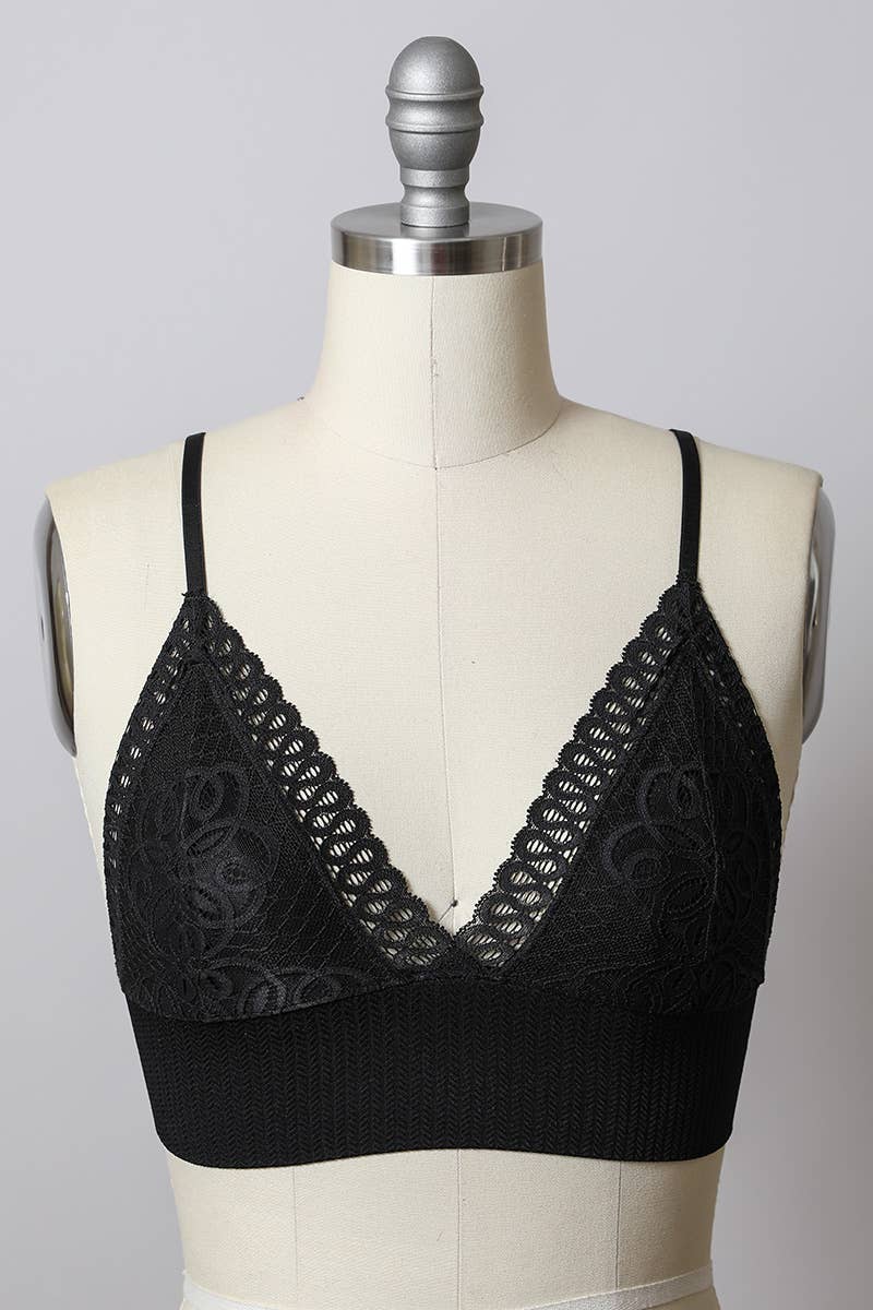 Leto Accessories - Lace Longline Seamless Bralette - Everyday Classic Style