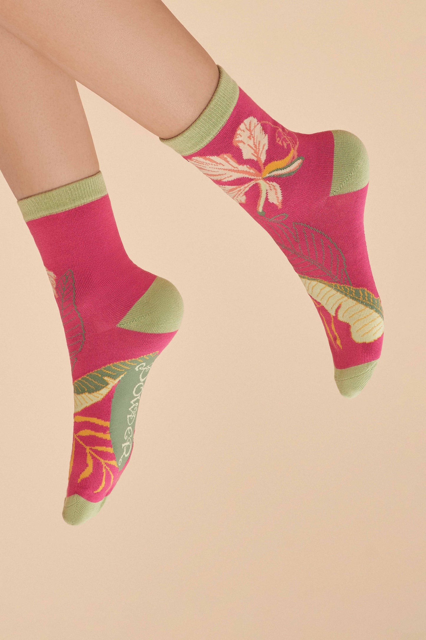 Powder Design inc - Delicate Tropical Ankle Socks - Dark Rose