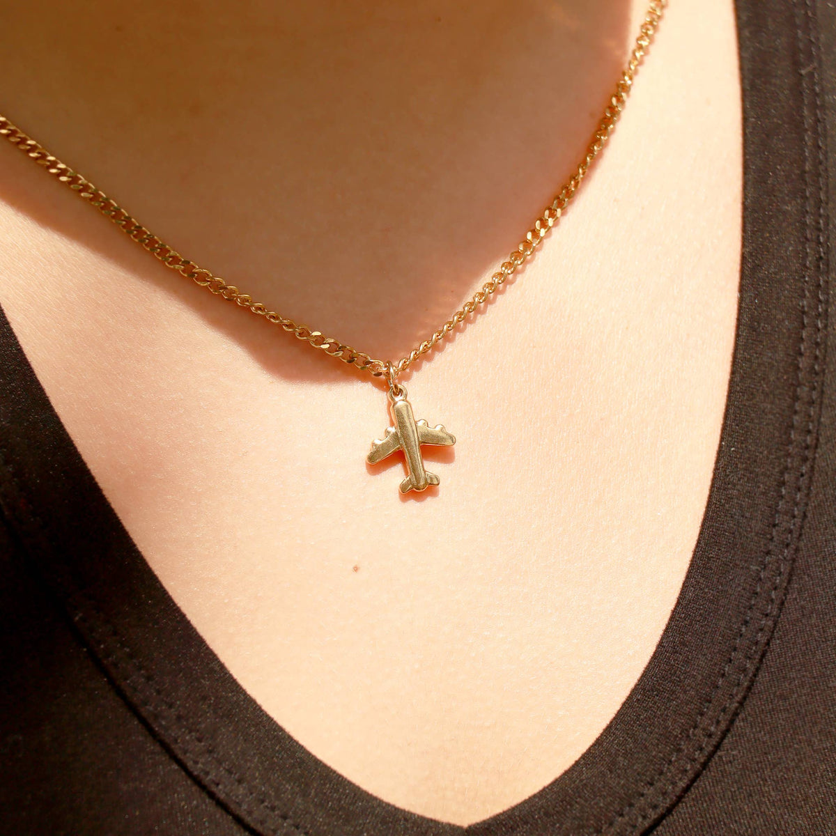 18K Gold PVD Stainless Steel Curb Chain Necklace - WJW