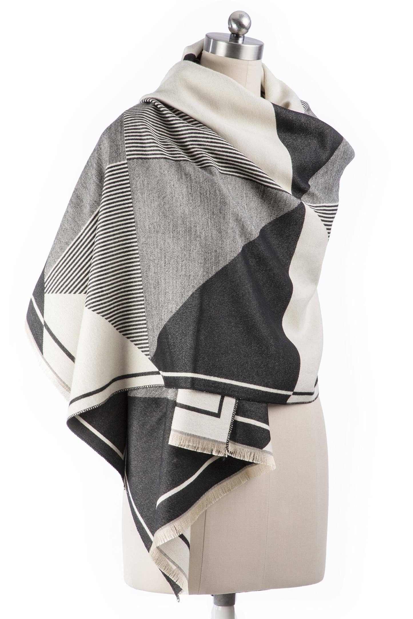 SAACHI - Geometric Striped Reversible Scarf