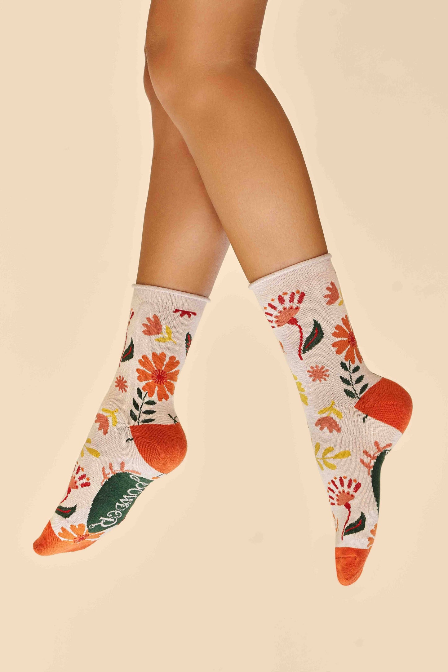 Powder Design inc - US - Watercolour Flowers Ankle Socks - Cream