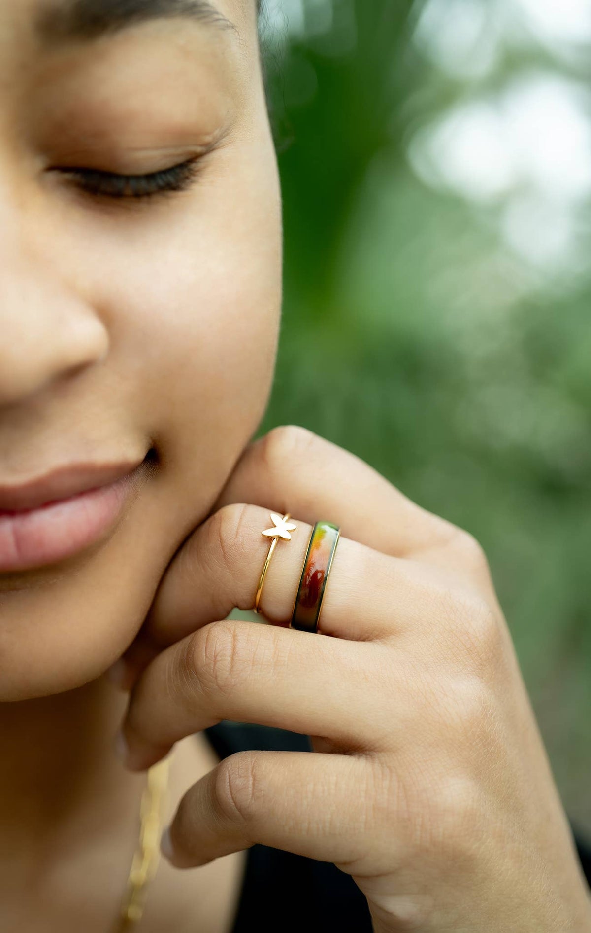 18k Gold PVD Coated Mood Band Stainless Steel Ring - WJW