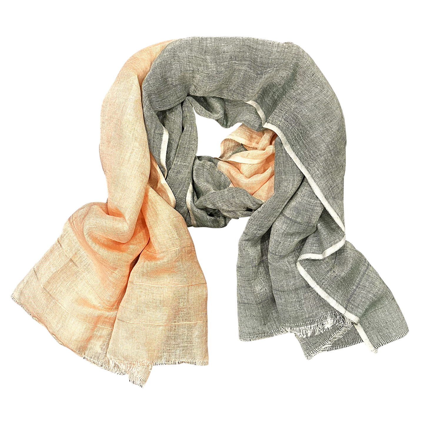 Chloe & Lex - Pure Linen with Feather Fringe Lightweight Scarf for Women