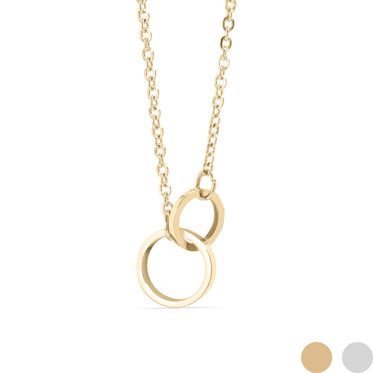 18K Gold PVD Stainless Steel Interlocked Rings Necklace - WJW