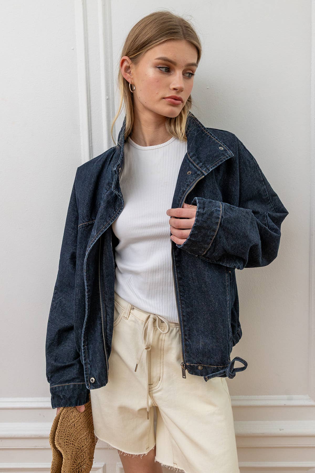 RAISONNEL - High Neck Waist Denim Jacket - RJ1120