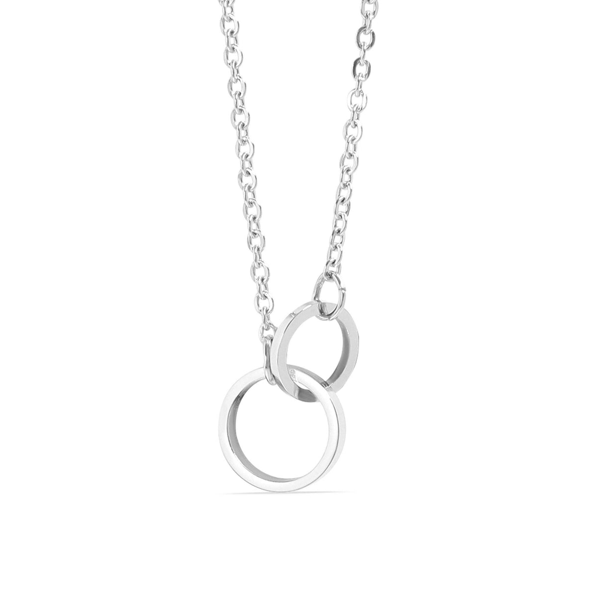 18K Gold PVD Stainless Steel Interlocked Rings Necklace - WJW
