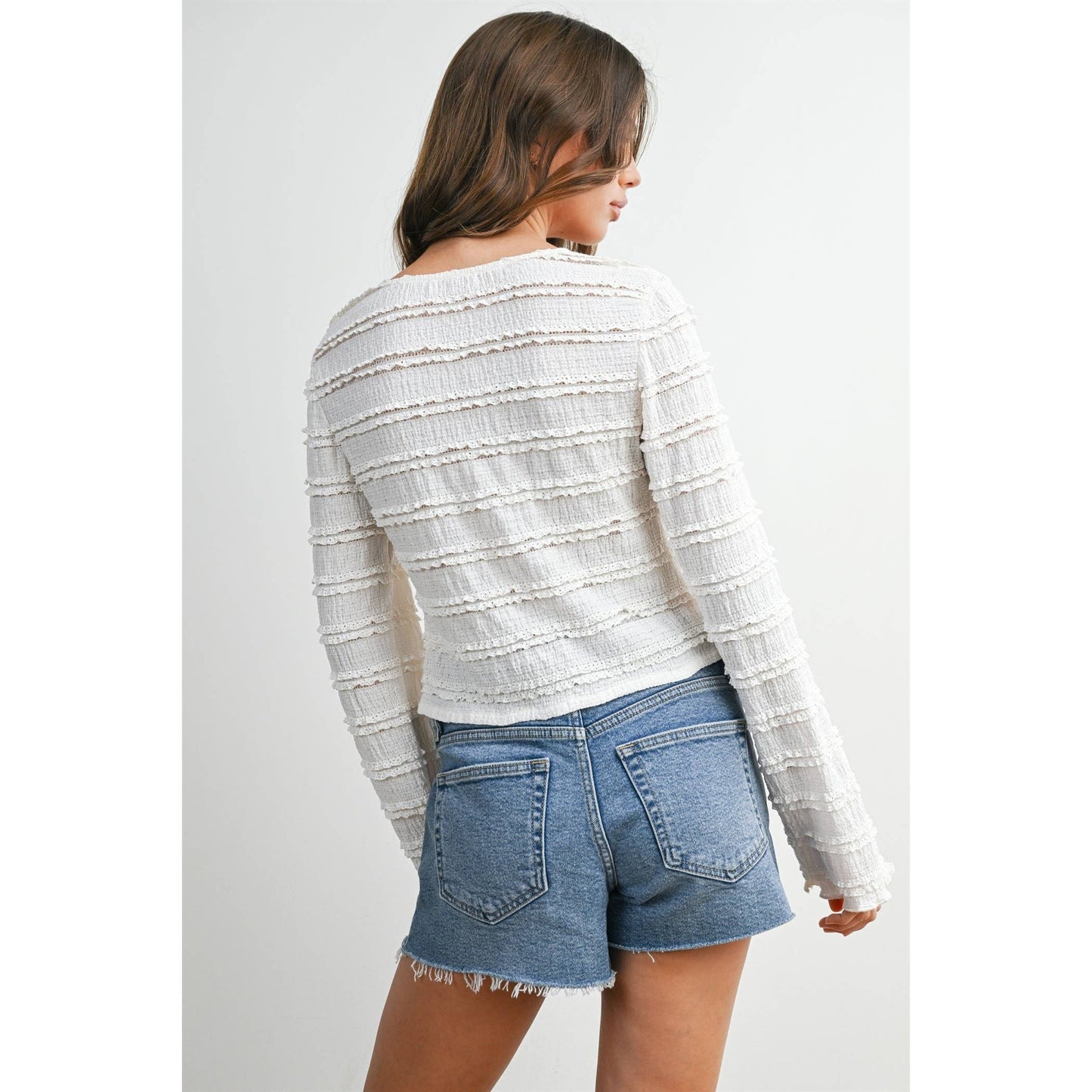 BUTTERMELON - Ruched Ribbon Knit Top - BMT8185