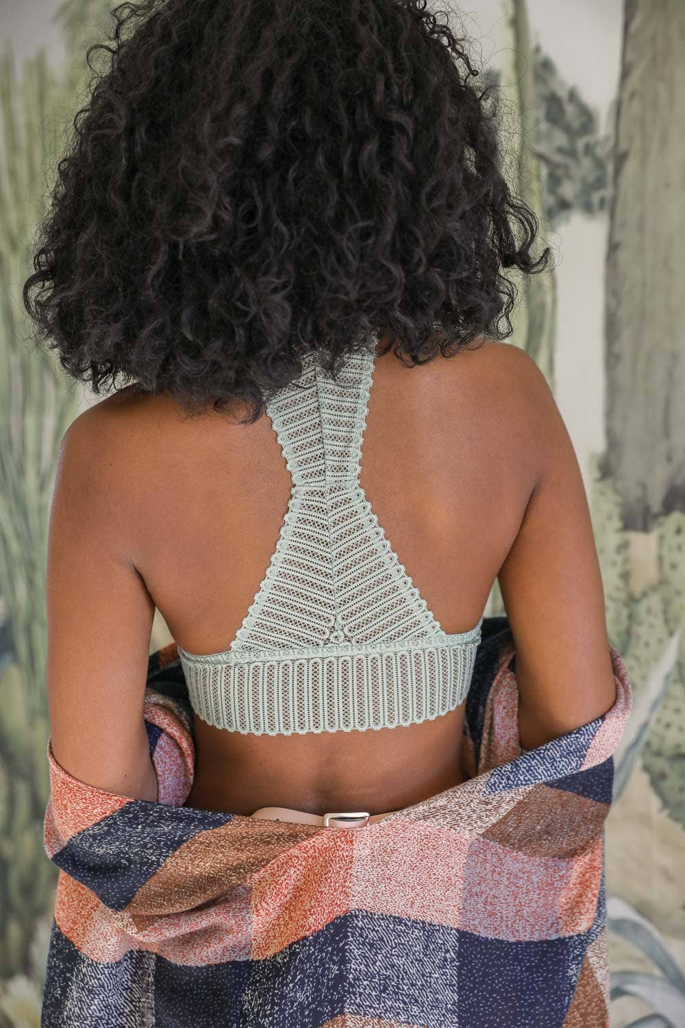 Leto Accessories - Ribbed Lace Boho Racerback Bralette