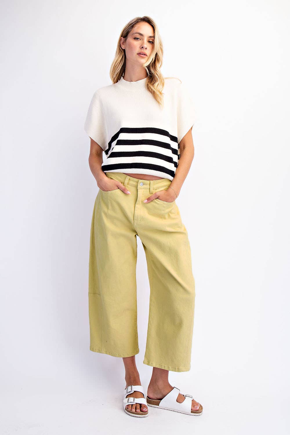 COTIERRA - MID RISE BARREL COTTON TWILL JEANS