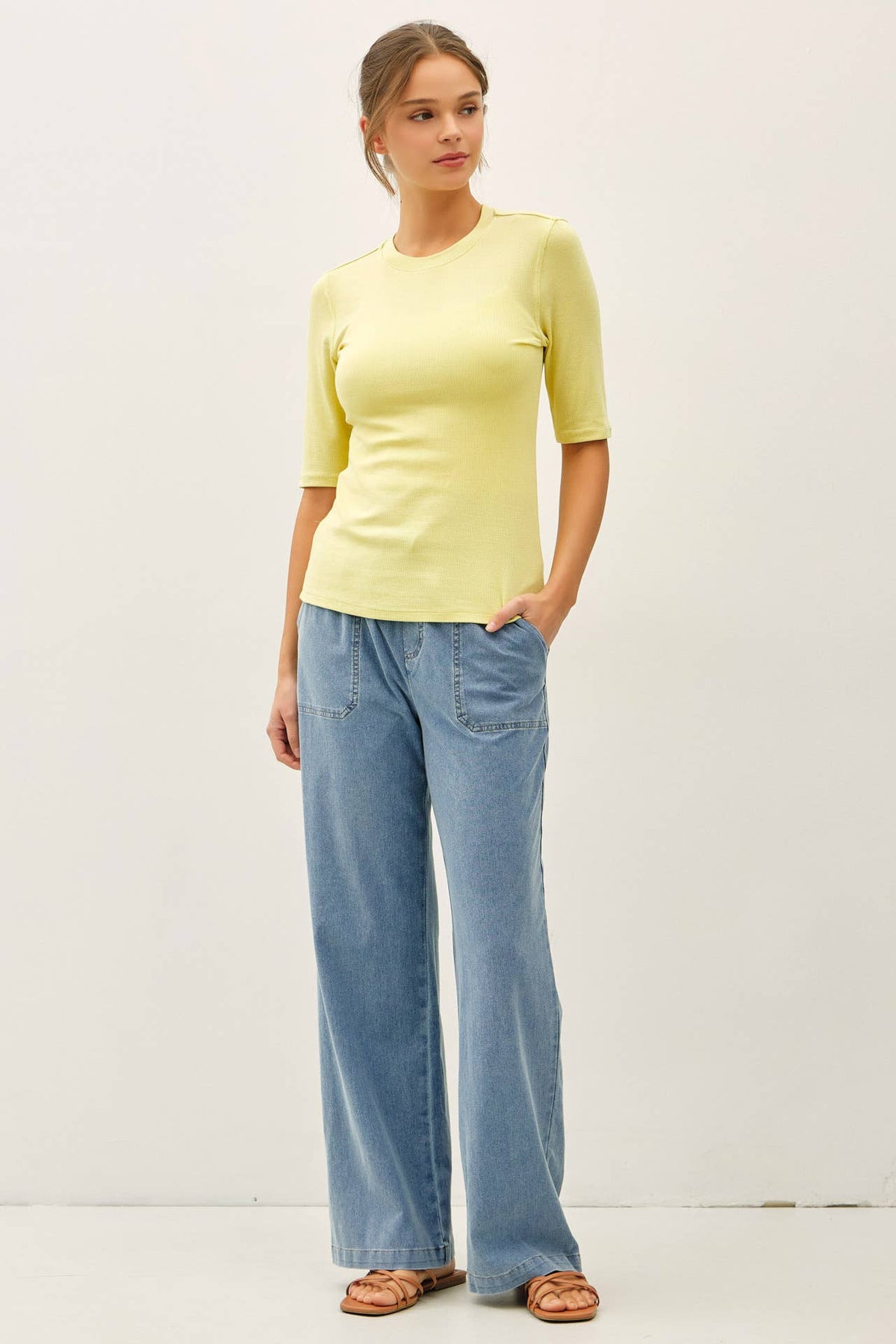 Be Cool - [NEW COLOR]MODAL CLASSIC RIBBED CREWNECK SHORT SLEEVE TOP