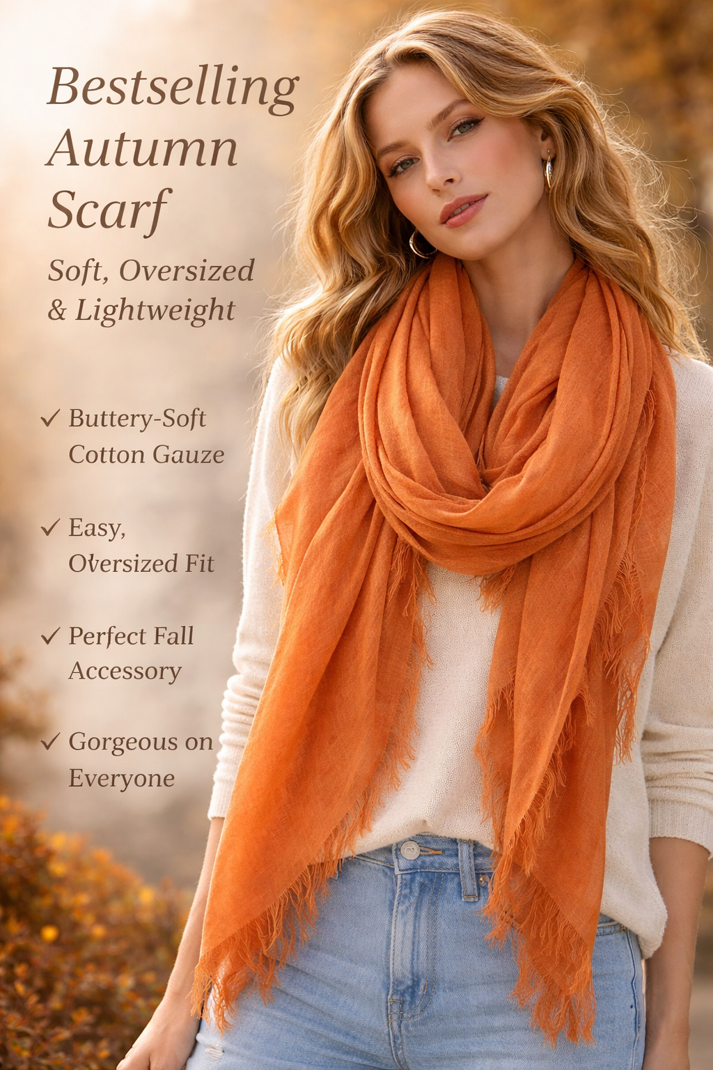 JC Sunny Fashion - JC021022 Soft As Cashmere Oversized Solid Frayed-Edge Scarf Shawl