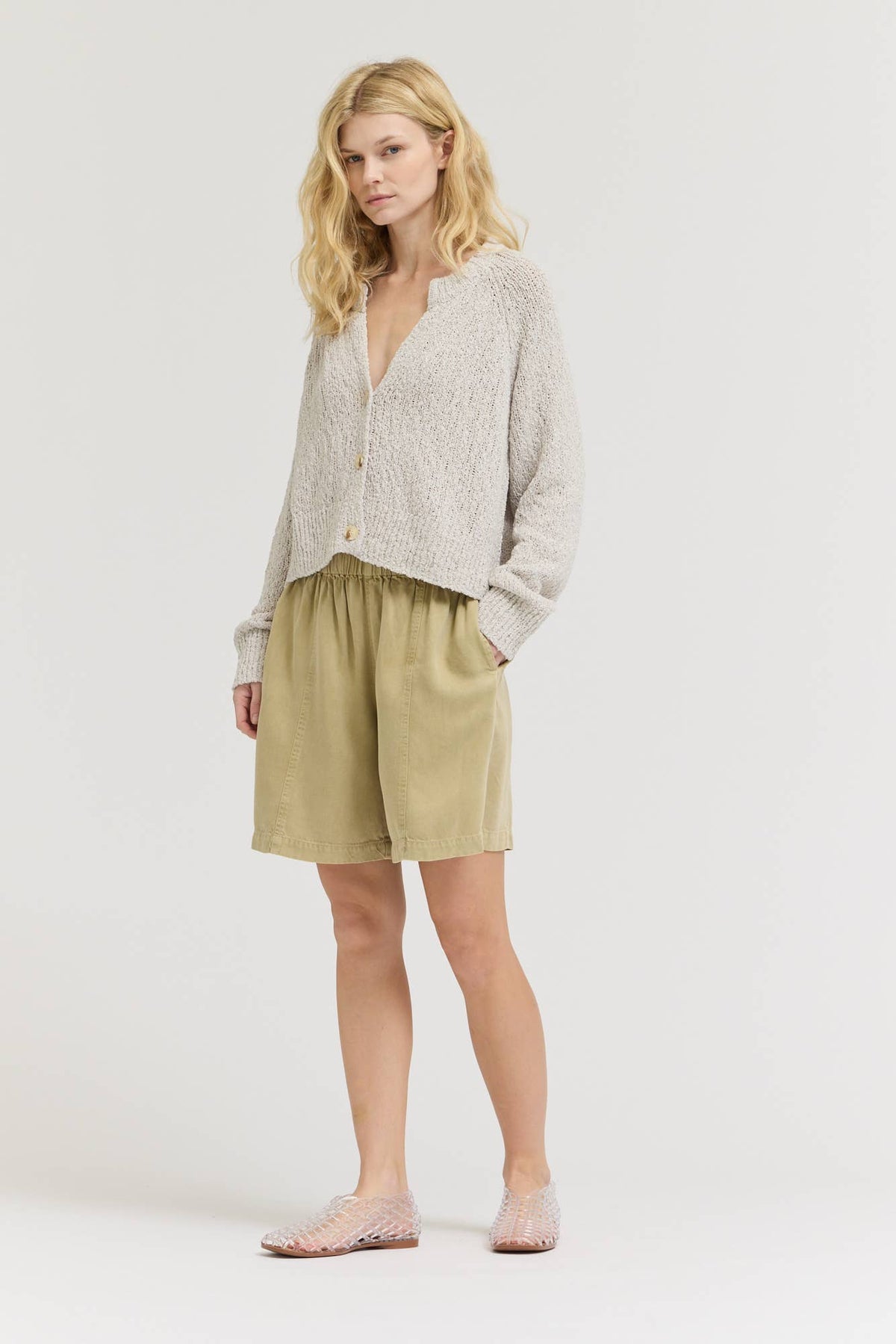 Grade & Gather - 80476TY - TEXTURED VNECK CARDIGAN
