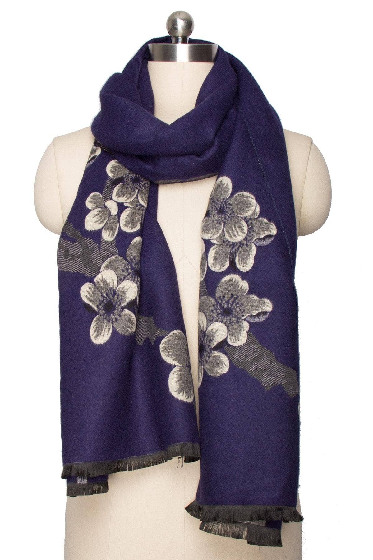 SAACHI - Two Color Floral Reversible Scarf
