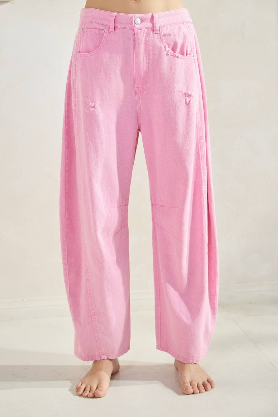 Oddi - Acid Washed Colored Barrel Denim Pants