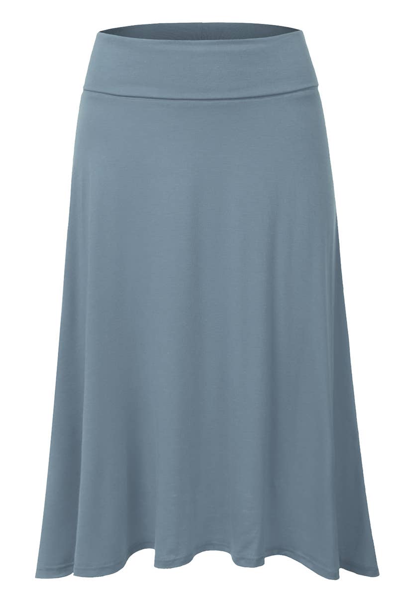 High Waist Elastic Flared Midi Skirt - NINEXIS