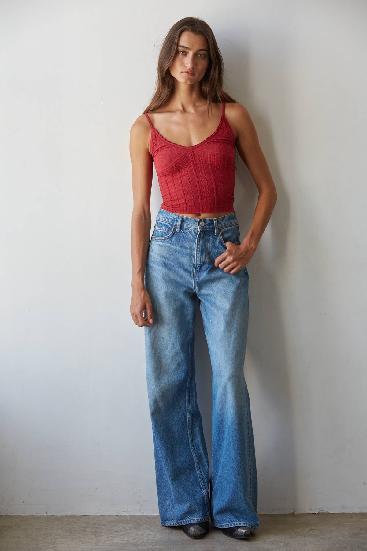 Knit Seamless Nylon Spandex Jacquard Pattern Top - By Together