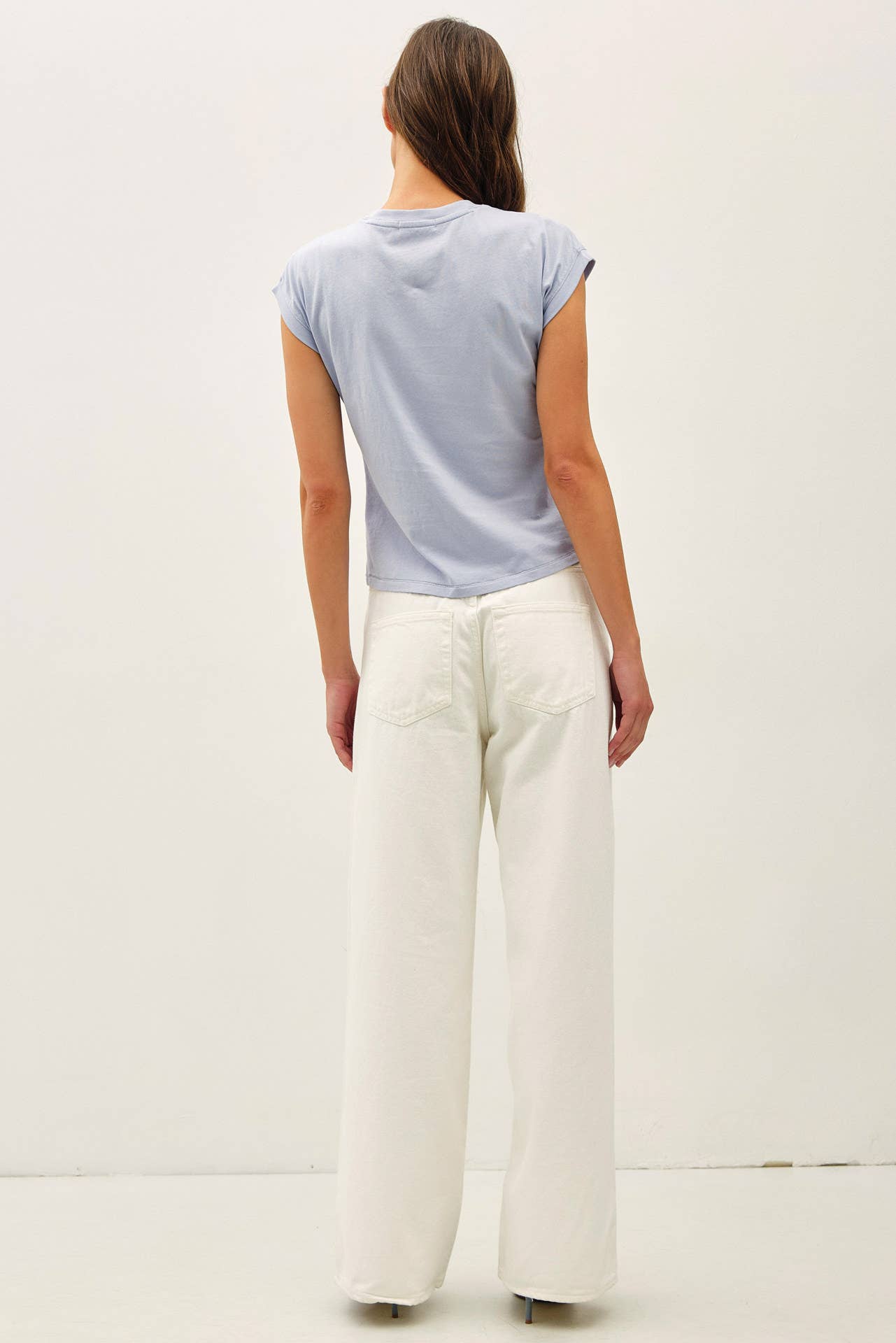 Be Cool - GARMENT DYED COTTON CAP SLEEVE CREW NECK