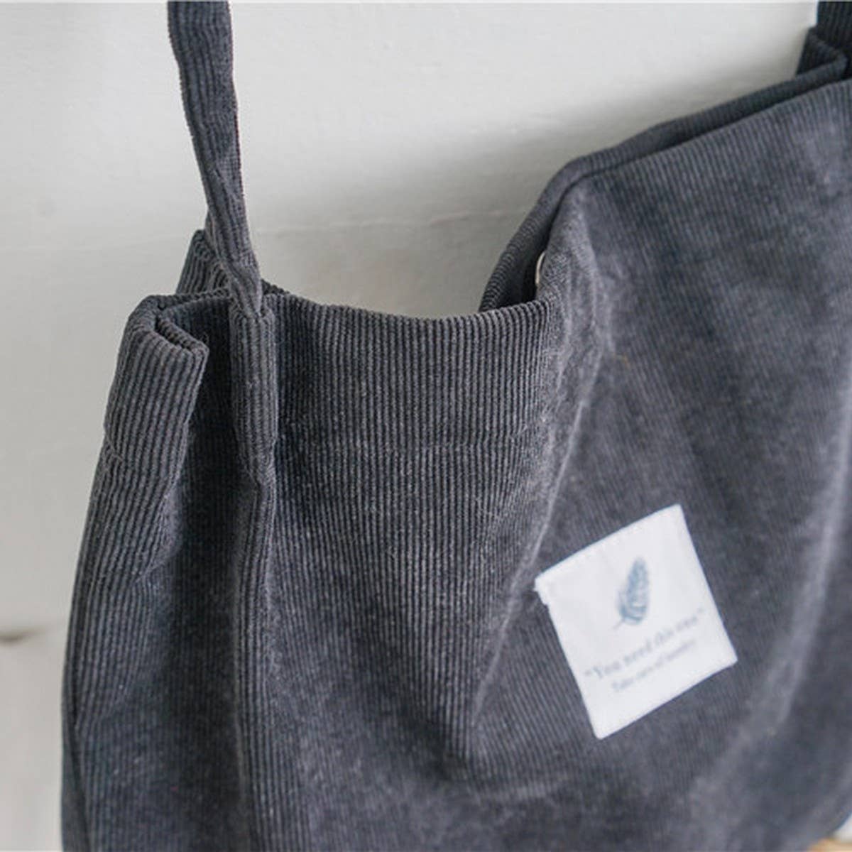 CORDUROY SNAP-BUTTON LARGE-CAPACITY SHOULDER BAG - NINEXIS