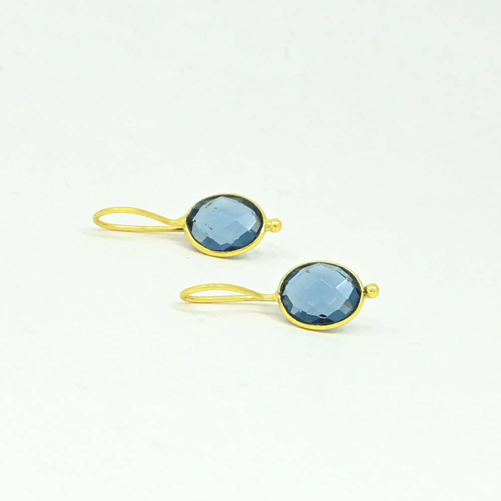 Schmuckoo x Noyre Berlin - Oval Gemstone Earring Gold Plated Silver 925 - Blue Iolite