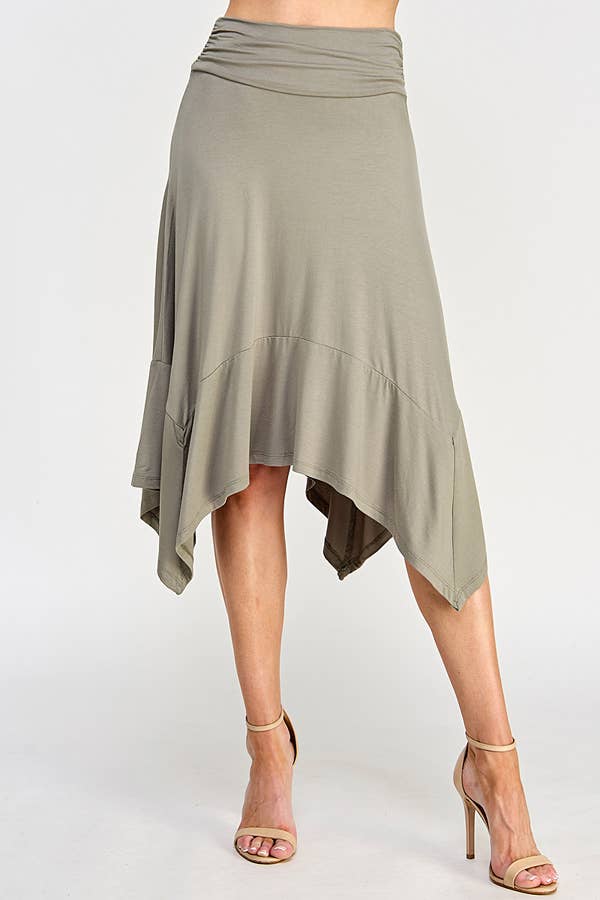 BA49961 - HANDKERCHIEF HEMLINE MIDI SKIRT