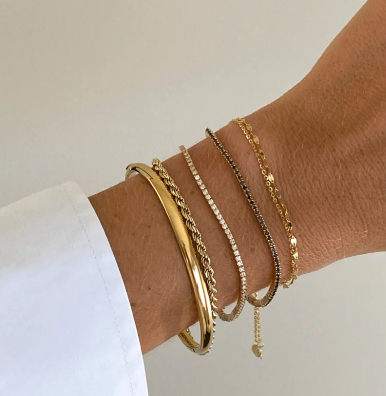 Sofia-Hinge Bangle 14K Gold  Waterproof- PVD plated