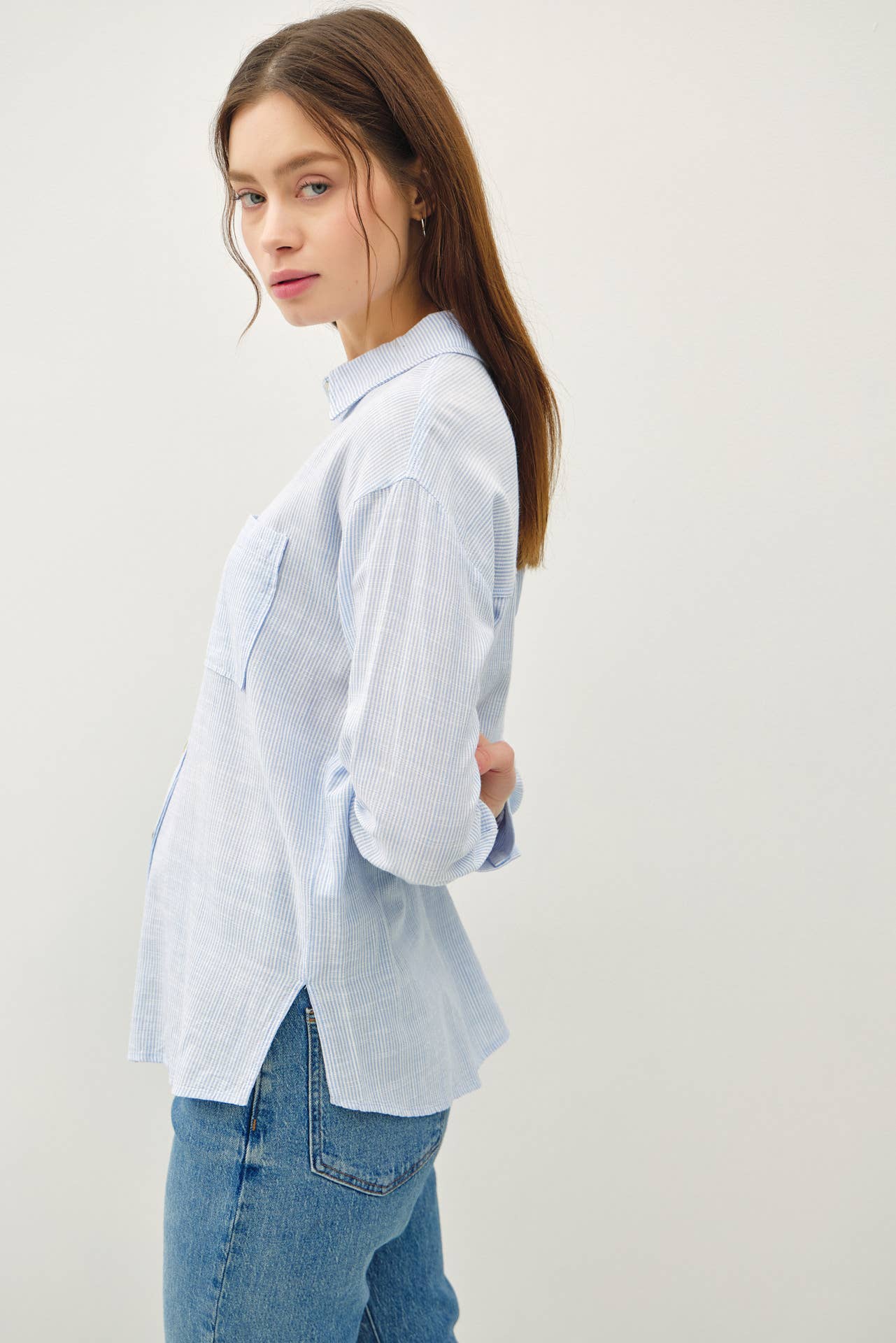 Be Cool - PINSTRIPE BUTTON DOWN SHIRT