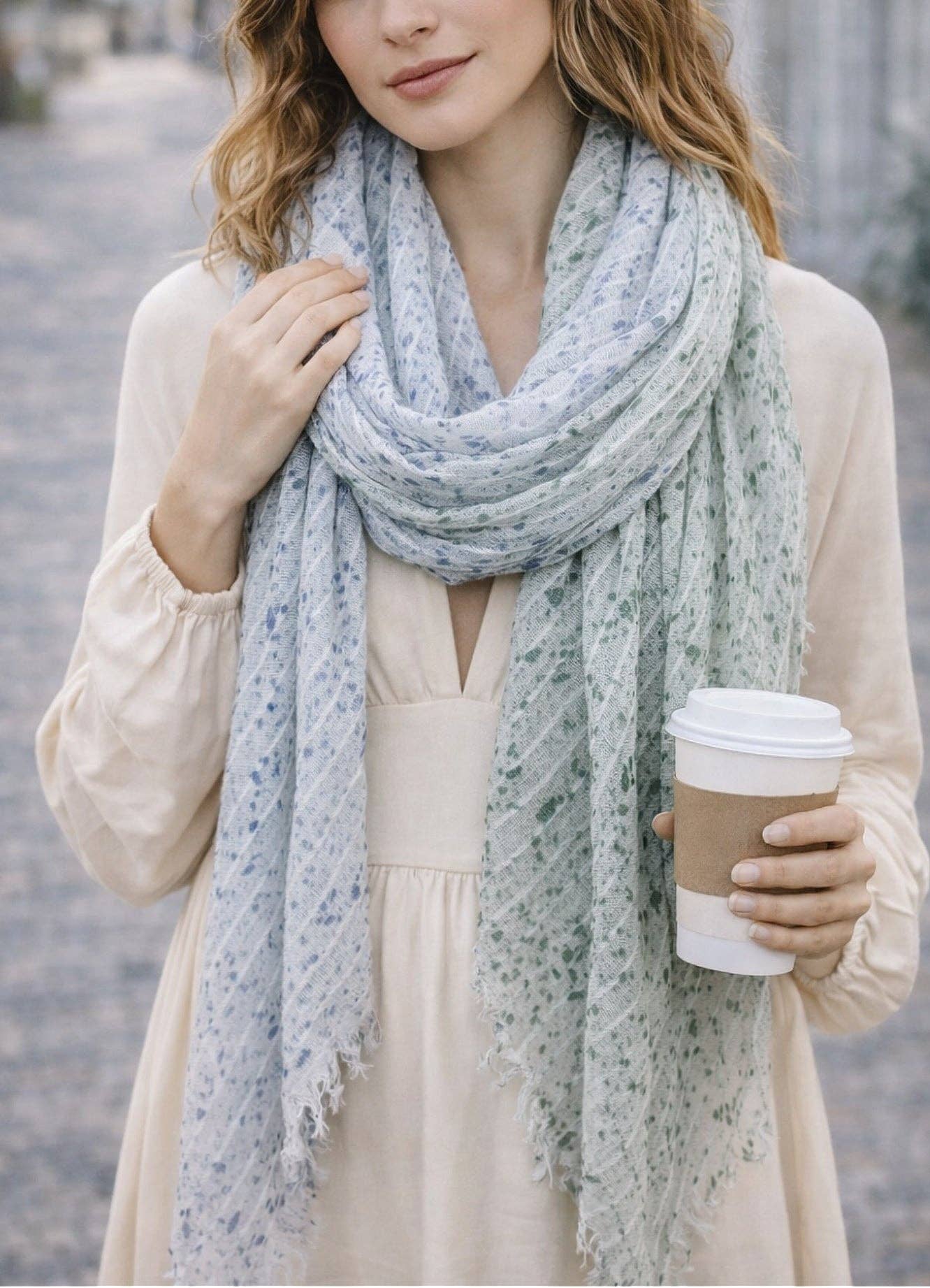 JC Sunny Fashion - JC021051 Lightweight Super Soft Two-Tone Speckled Dyed Scarf