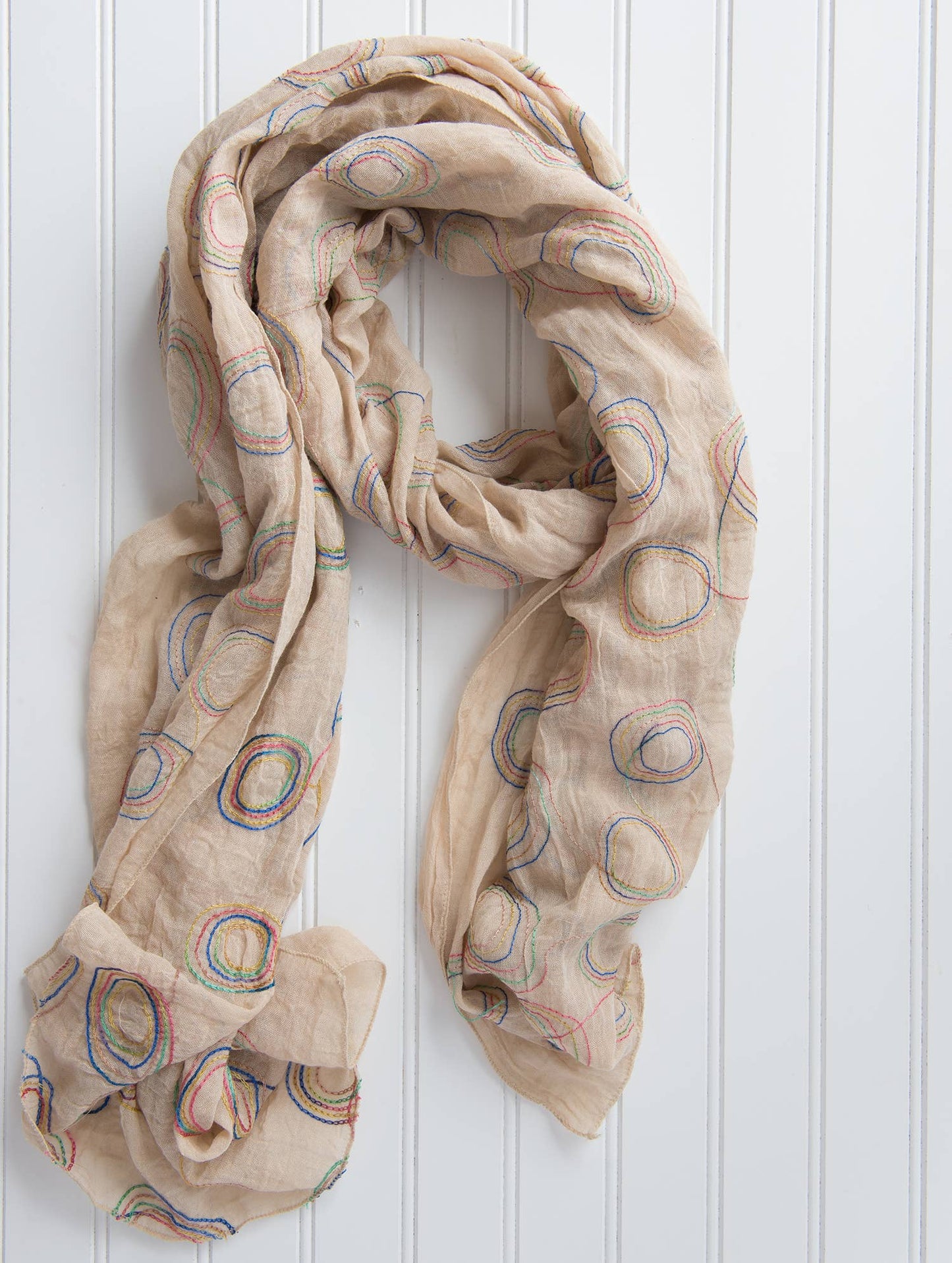 Chloe & Lex - Rainbow Embroidered Loops Scarf – Cotton Blend