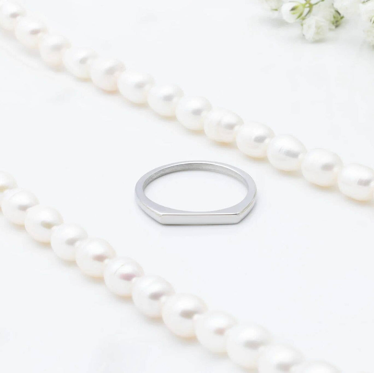 18K Gold PVD Stainless Steel Dainty Flat Blank Stack Ring - WJW