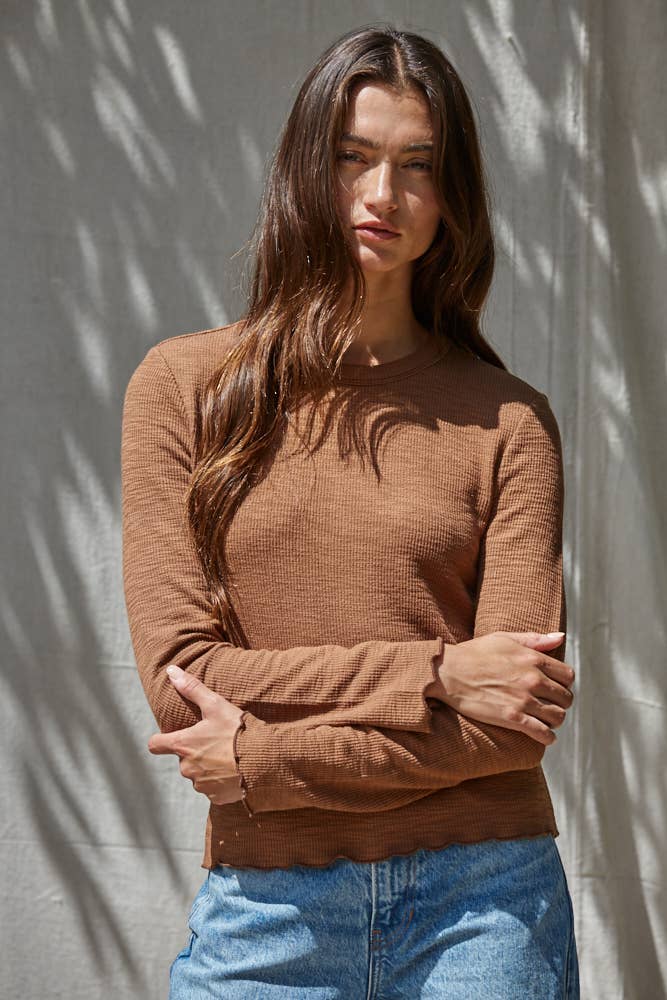 By Together - L9892 | Knit Cotton Polyester Spandex Round Neck Long Sleeve