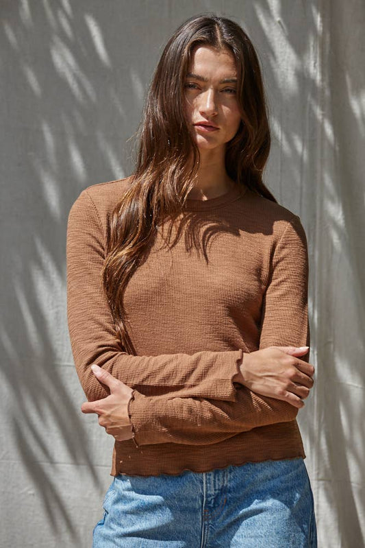 By Together - L9892 | Knit Cotton Polyester Spandex Round Neck Long Sleeve