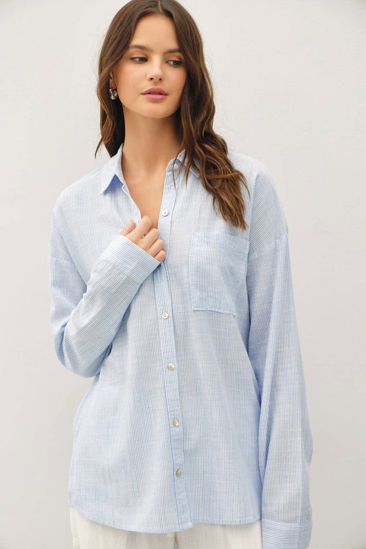 Be Cool - HAIRLINE STRIPE BUTTON DOWN SHIRT