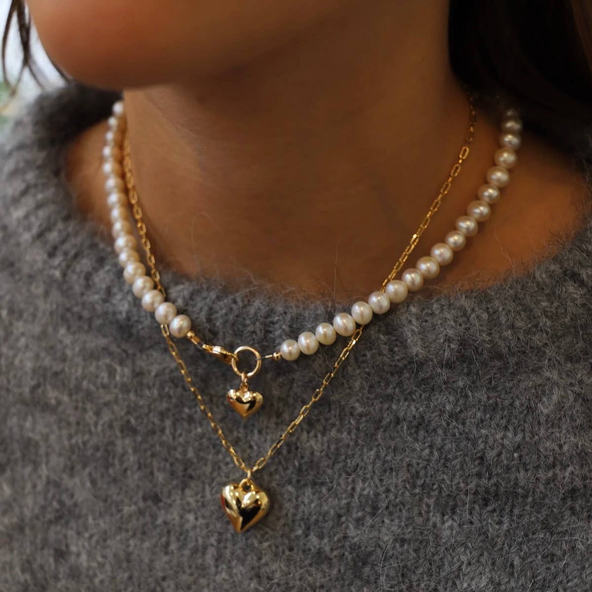 Katie Waltman Jewelry - HEART AND FRESHWATER PEARL NECKLACE