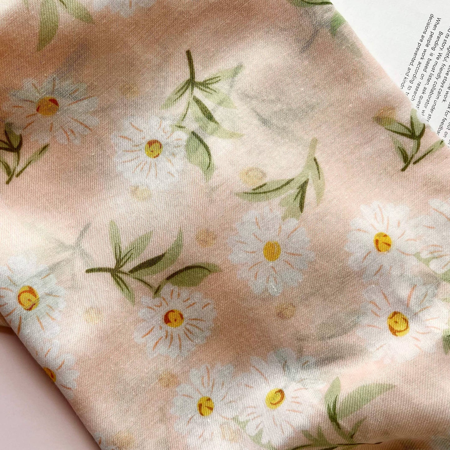 Studio Hop - White Daisy Blossom Soft Pink Scarf