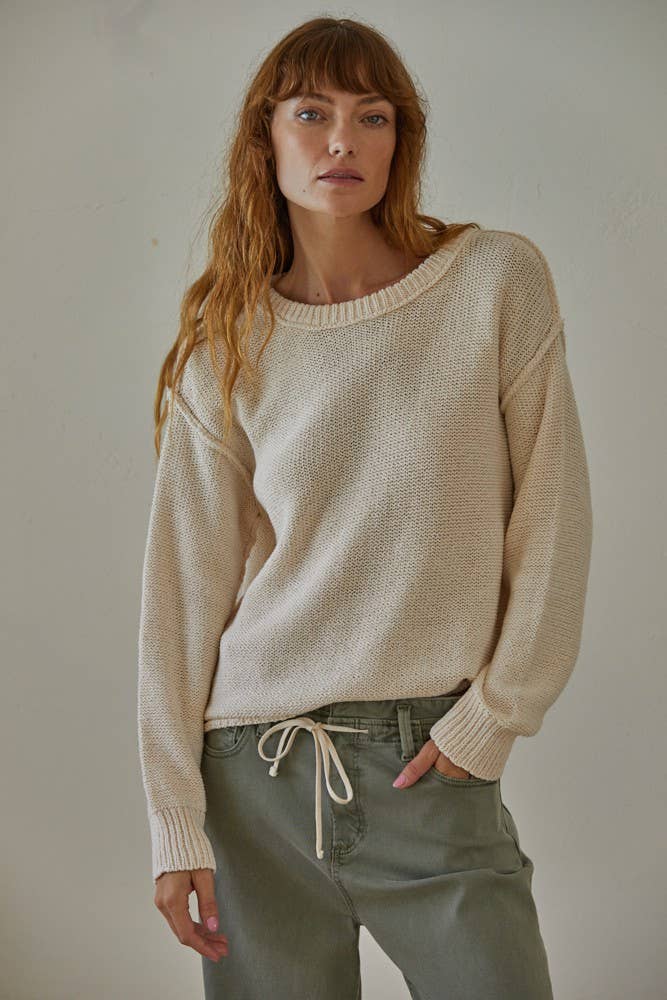 By Together - W1155 | Knit Sweater Crew Neck Long Sleeve Pullover Top