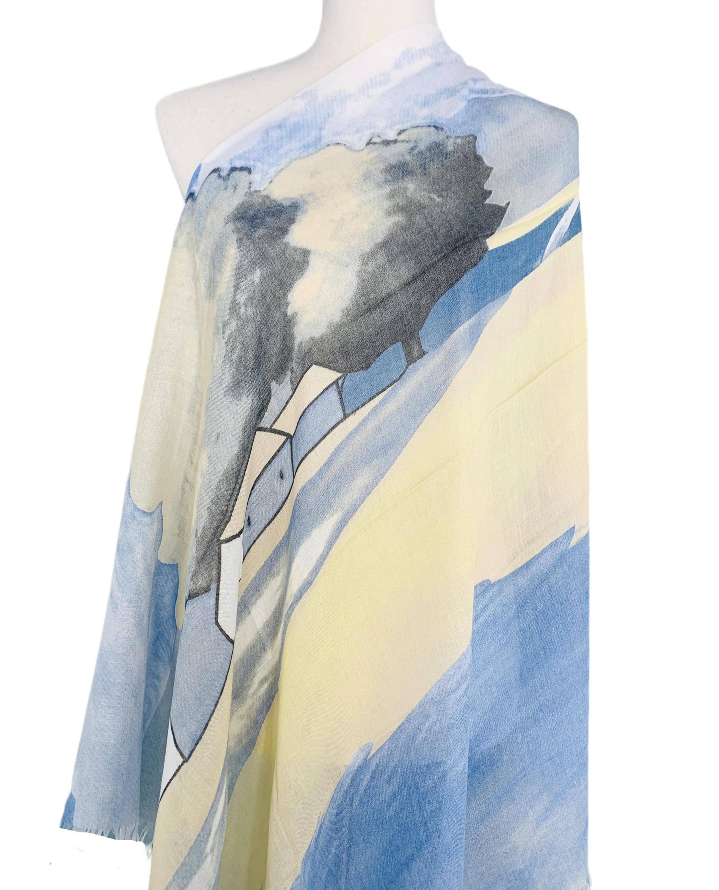 JC Sunny Fashion - JC021006 Blue-Multi Abstract Scarf