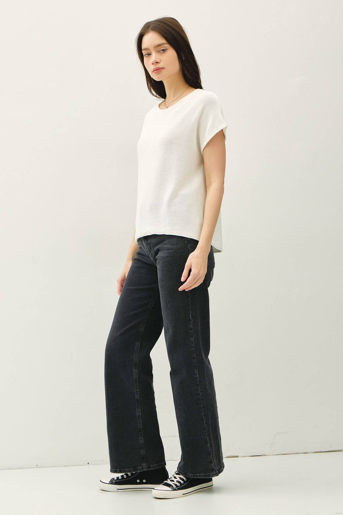 Be Cool - BOXY SHORT SLEEVE SWEATER W RAW SEAM