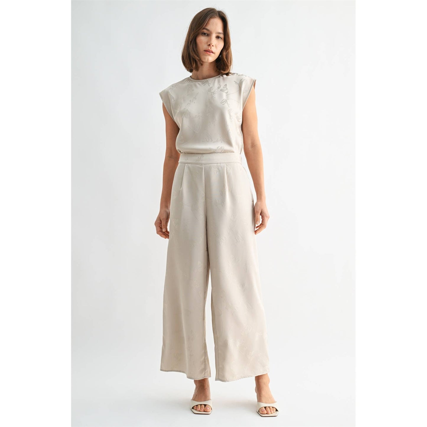 SATIN JACQUARD PANTS
