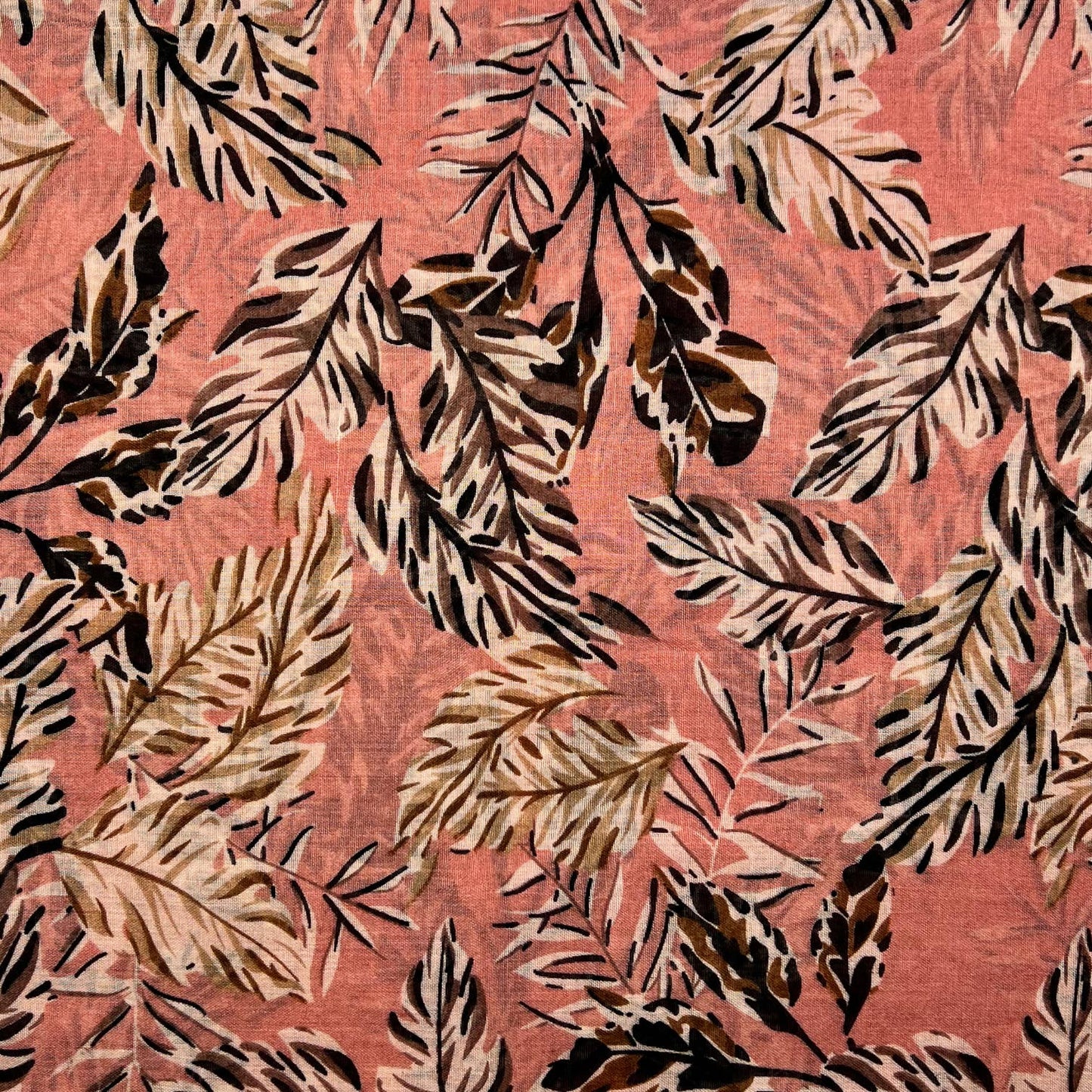London Scarves - Leaves print on lightweight scarf with fringes