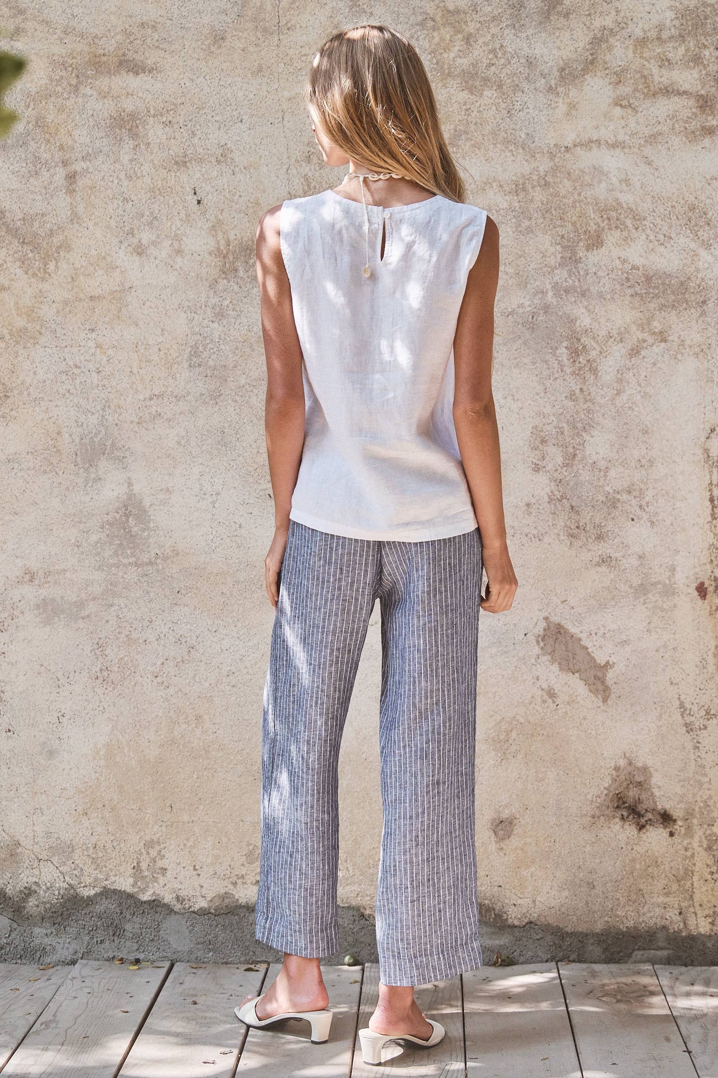 Urban Daizy - Linen Wide-Leg Drawstring Pants