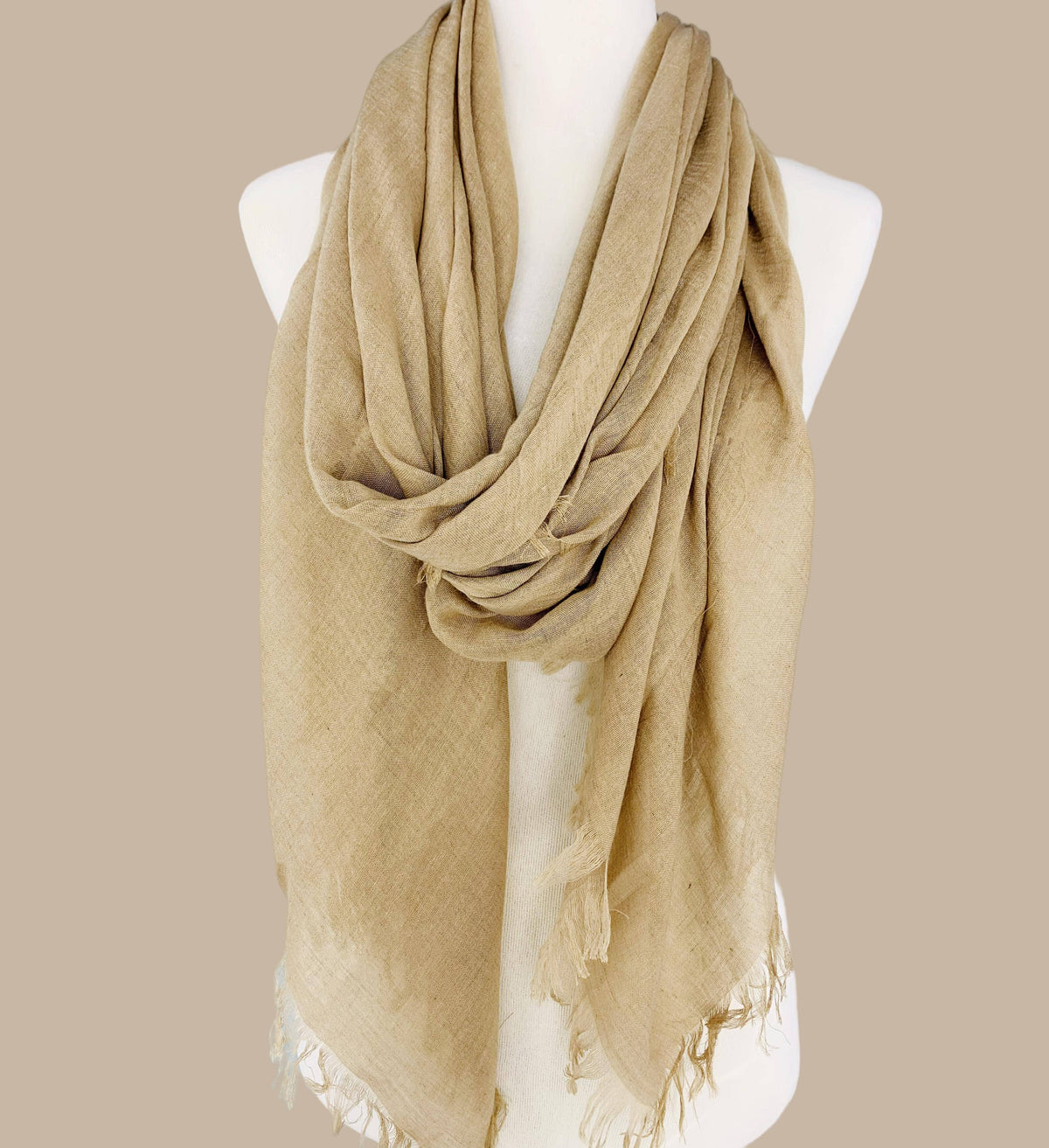 JC Sunny Fashion - JC021022 Soft As Cashmere Oversized Solid Frayed-Edge Scarf Shawl