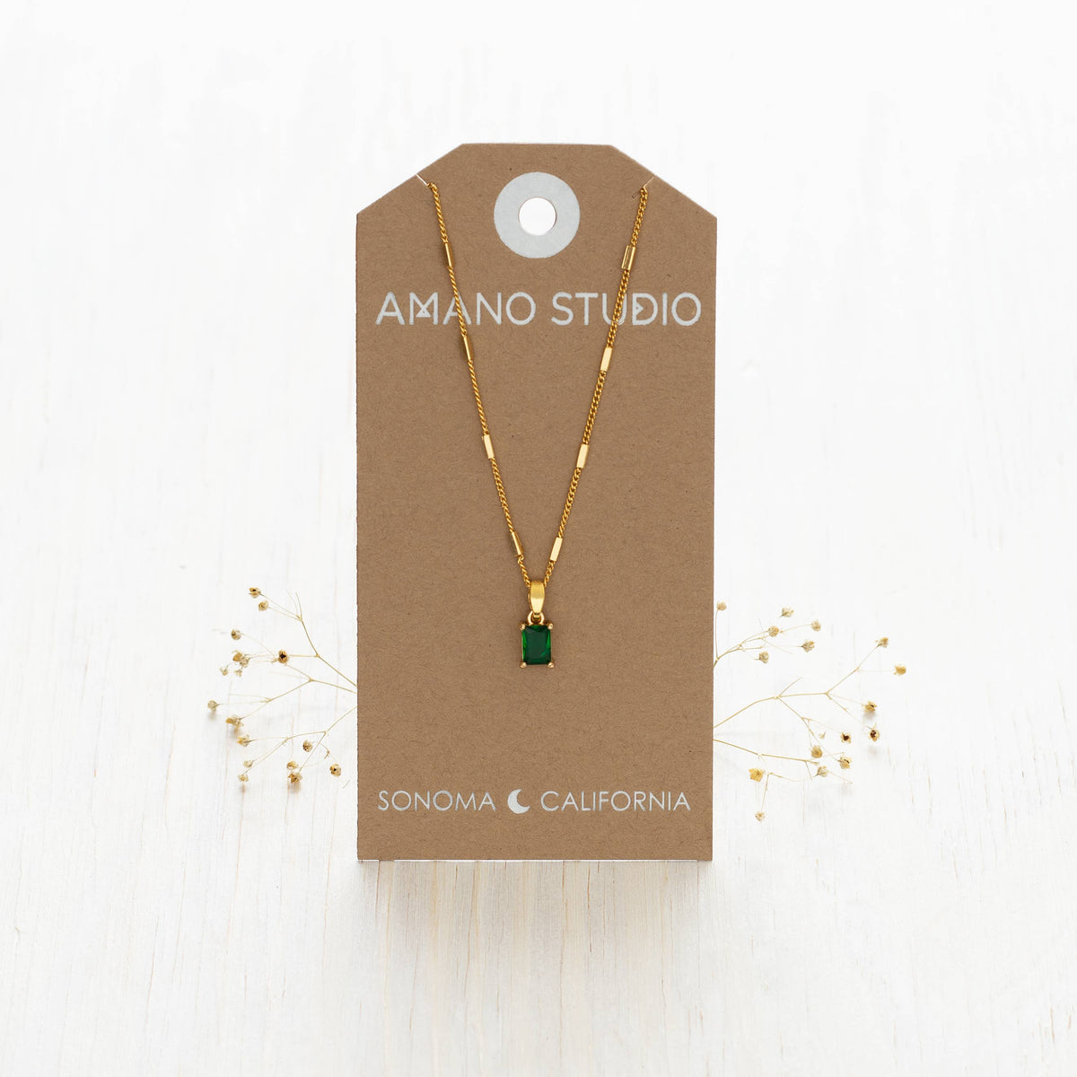 Emerald Green Pendant Necklace - Amano Studio