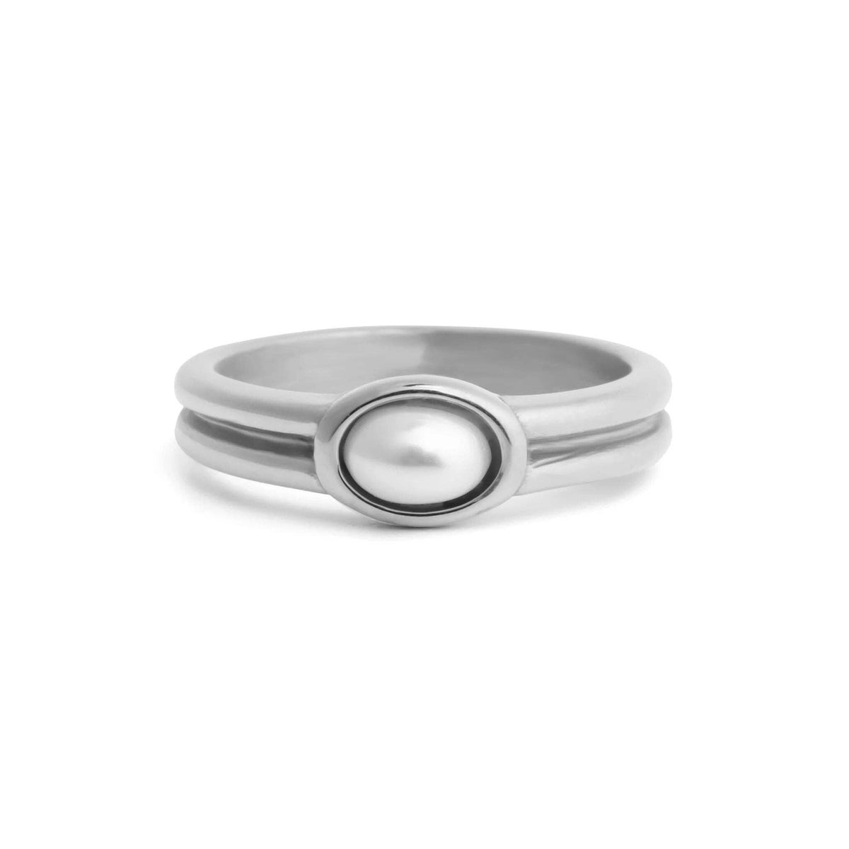 18K Gold PVD Stainless Steel Faux Pearl Statement Ring - WJW