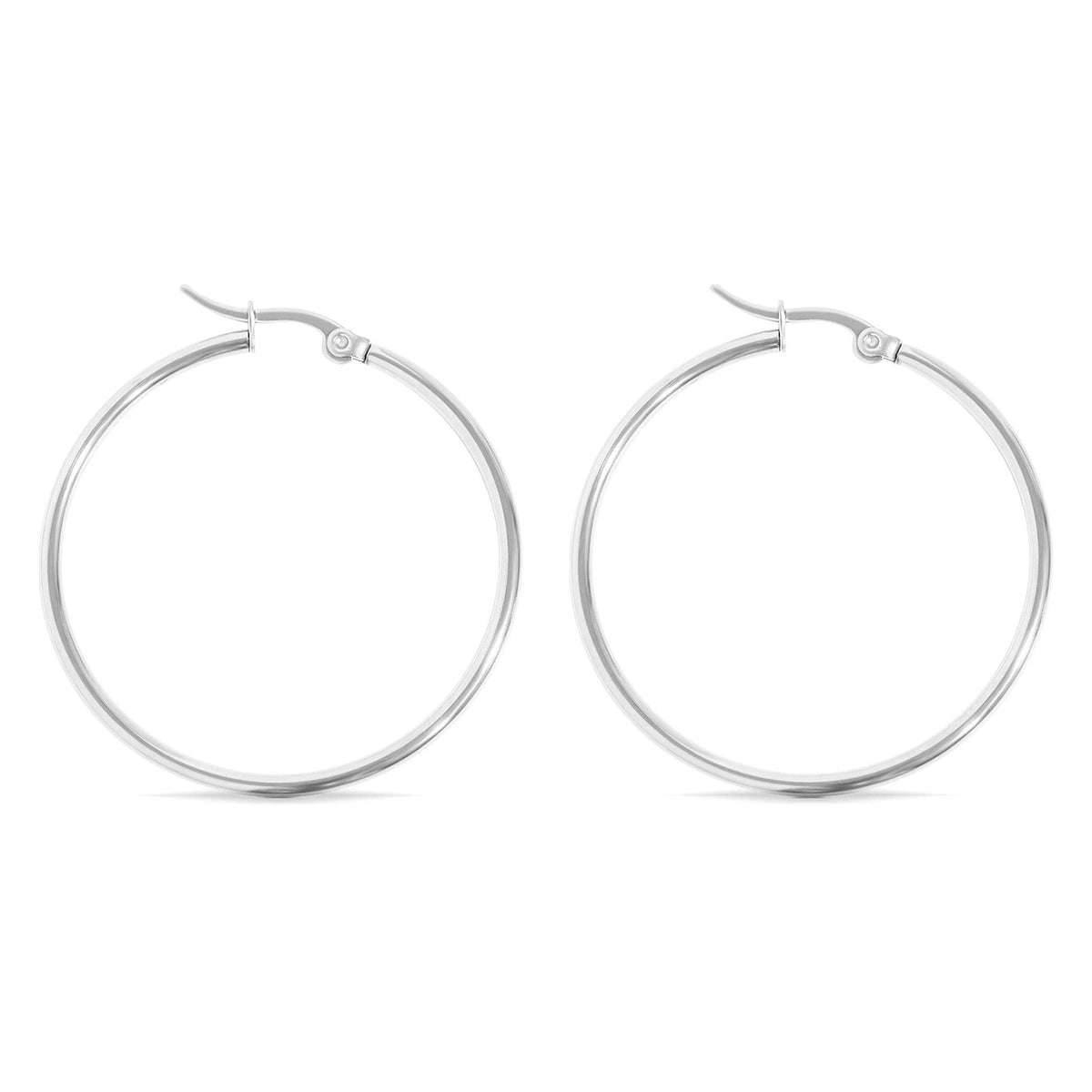 18K Gold PVD Stainless Steel Round Tube Hoop Earrings - WJW